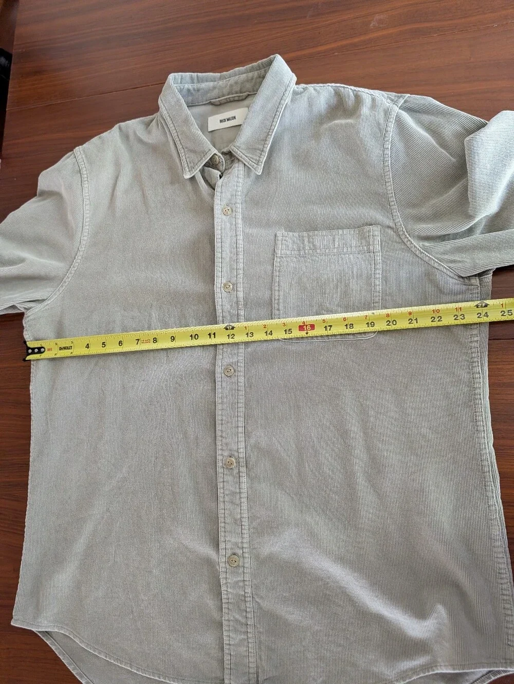 Buck Mason Corduroy Button Up Shirt Size XL Gray Pre Owned